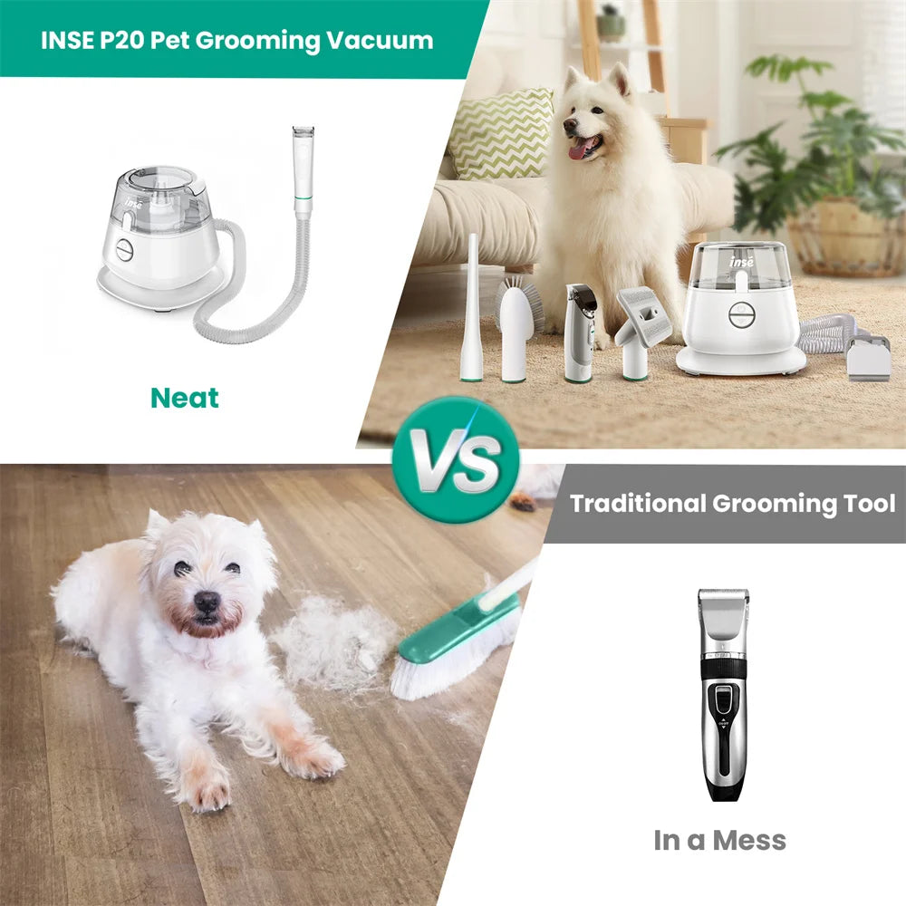 INSE P20 Pet Grooming Kit & Vacuum Suction 99% Pet Hair - The Kings Lots