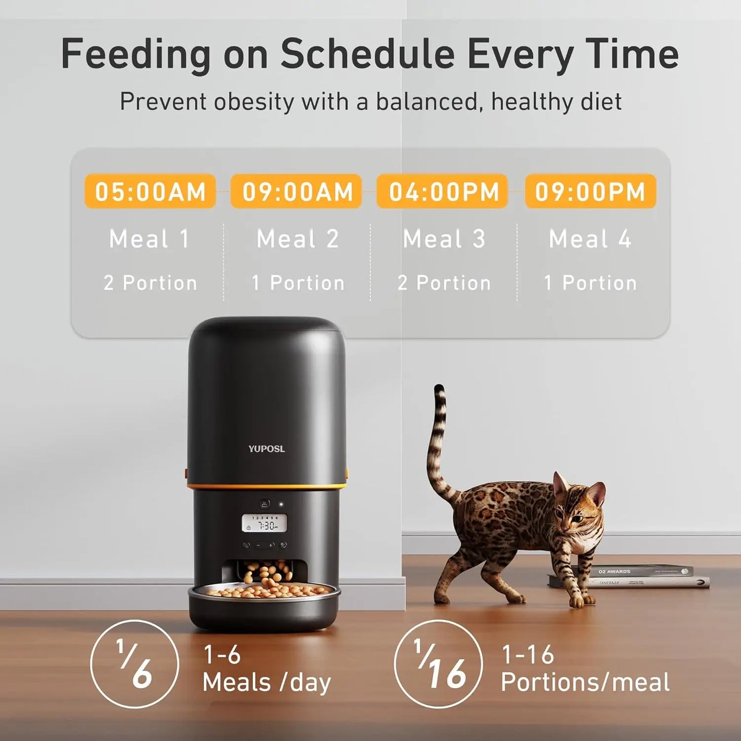 2025 Upgraded Automatic Cat Feeder - 4L Timed Auto Pet Feeder for Cat and Dog with Dry Food Dispenser, 180-day Battery Life - The Kings Lots
