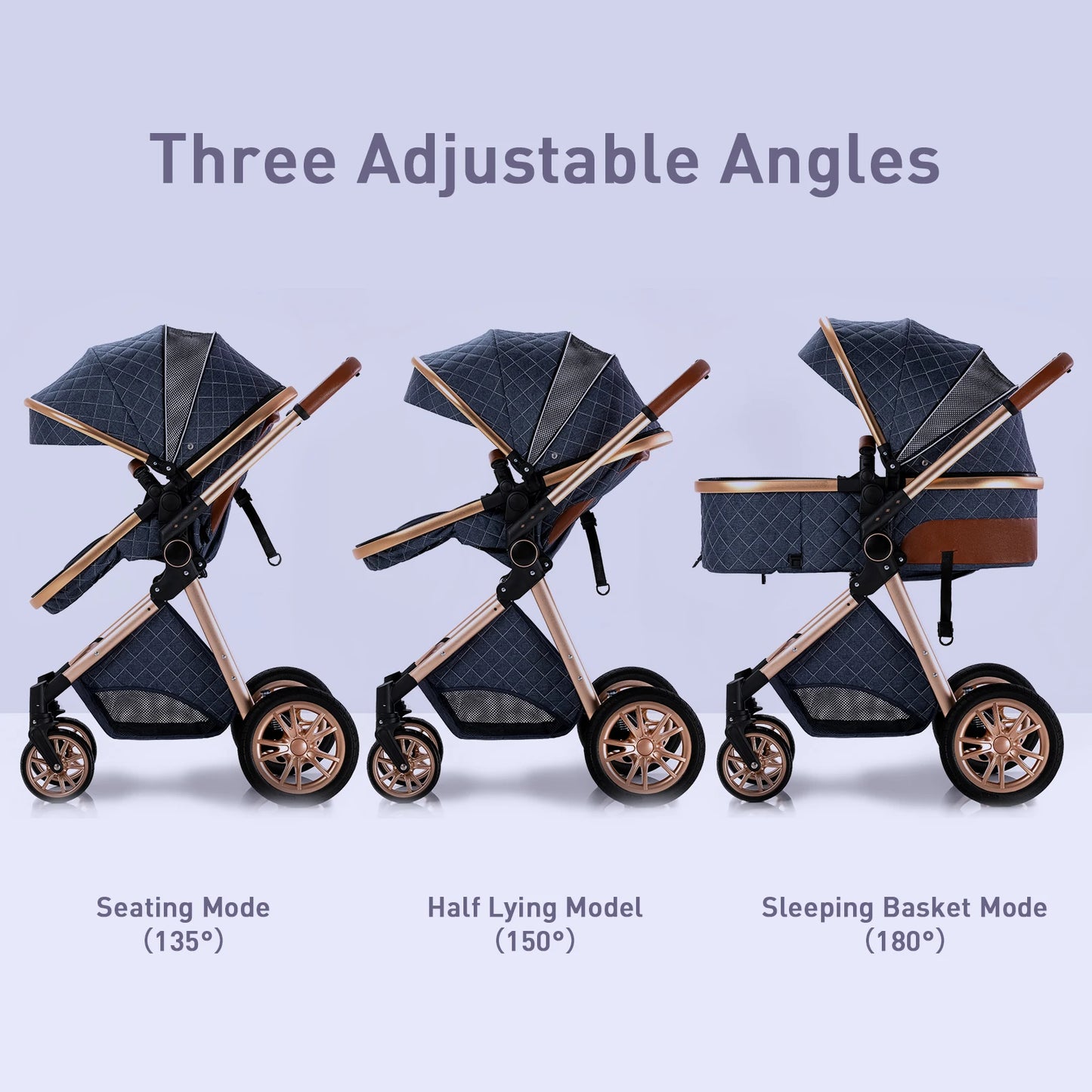 Luxury Baby Stroller 3 in 1 High Landscape Baby Cart Can Sit Can Lie Portable Pushchair Baby Cradel Infant Carrier - The Kings Lots