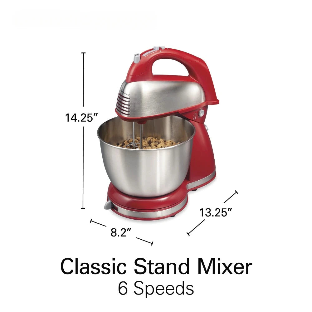 Classic Stand Mixer 4 Quart Stainless Steel Bowl Red