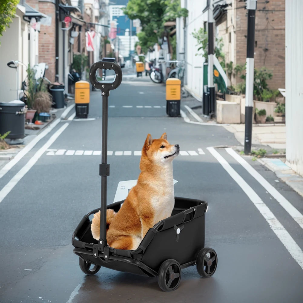 Folding Dog Stroller 4 Wheels Teddy Baby Stroller for Traveling Rolling Cat Carrier Pet Carriage for Travelling Shopping Walking