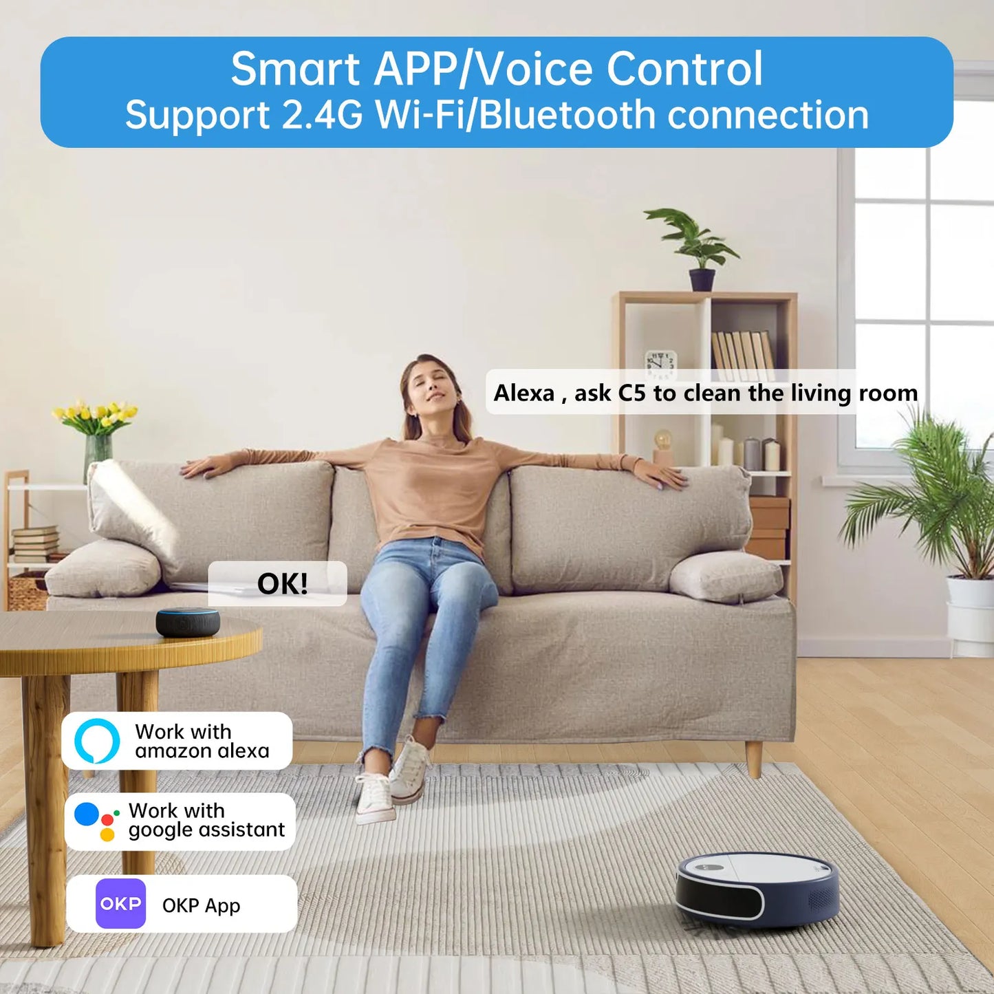 OKP C5 Robot Vacuum Cleaner with Real-Time Video Call - The Kings Lots