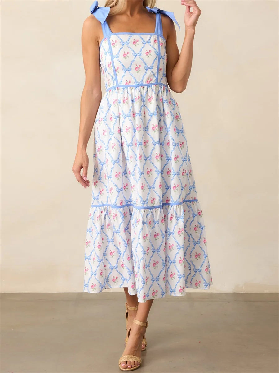 Women s Elegant V-Neck Maxi Dress with Ruffle Sleeves