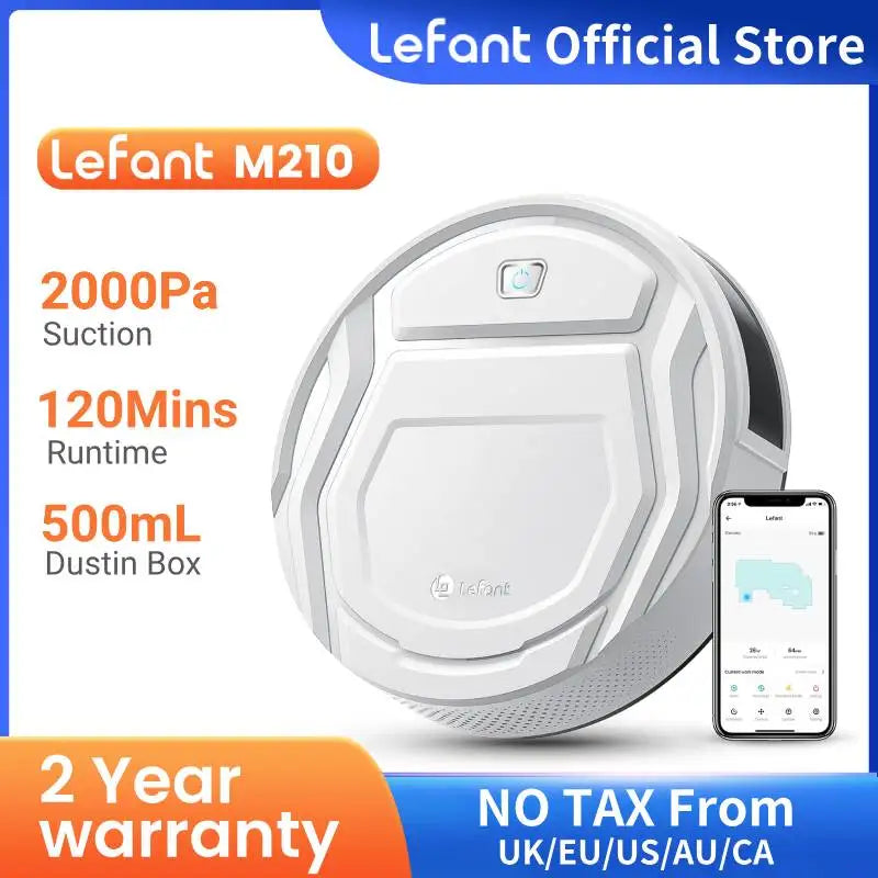 Lefant M210 Robot Vacuum Cleaner, 2000Pa Suction, 120 Mins - The Kings Lots