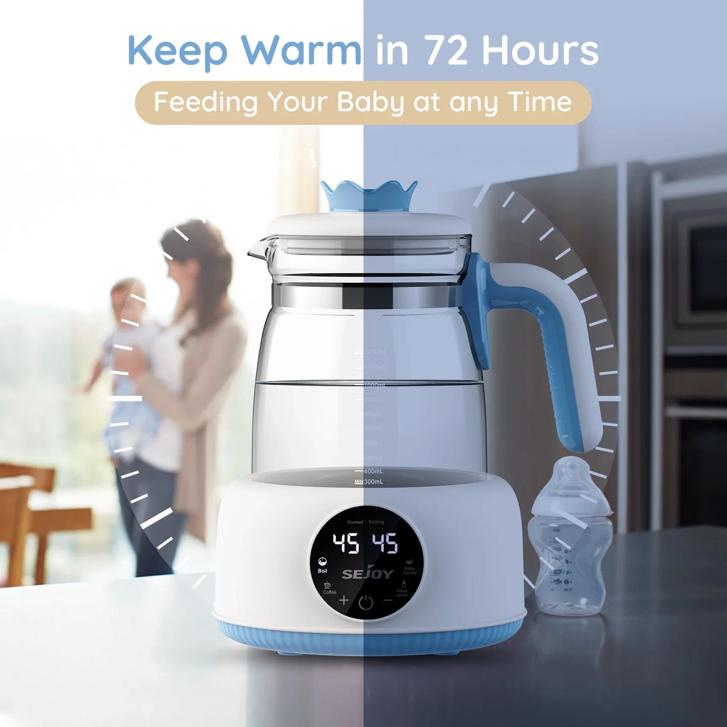 Sejoy Electric Constant Temperature Kettle for Baby Temperature Control Instant Dispense Baby Warm Water Tea Coffee Kettle - The Kings Lots
