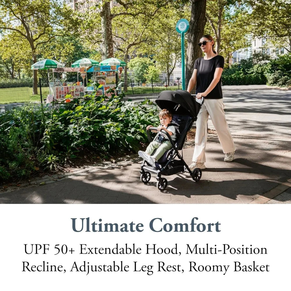 Onyx Black Compact, Airplane Travel Stroller for Babies & Toddlers 3 Months to 50 lbs Lightweight Easy to Open BPA Free
