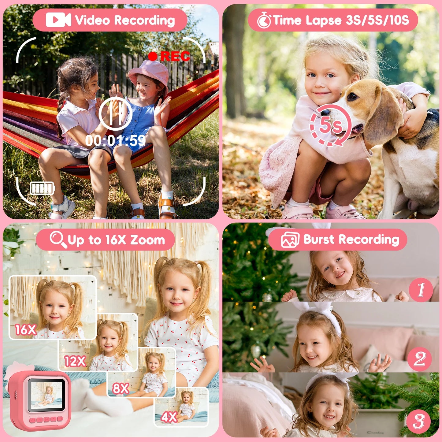 Kids Cartoon Camera Toy 2.4" 12MP Digital Camera 1080P HD - The Kings Lots