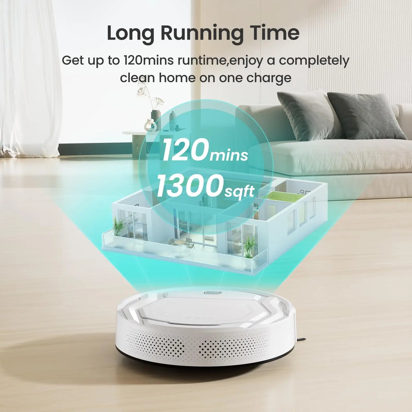 Lefant M210 Robot Vacuum Cleaner, 2000Pa Suction, 120 Mins - The Kings Lots