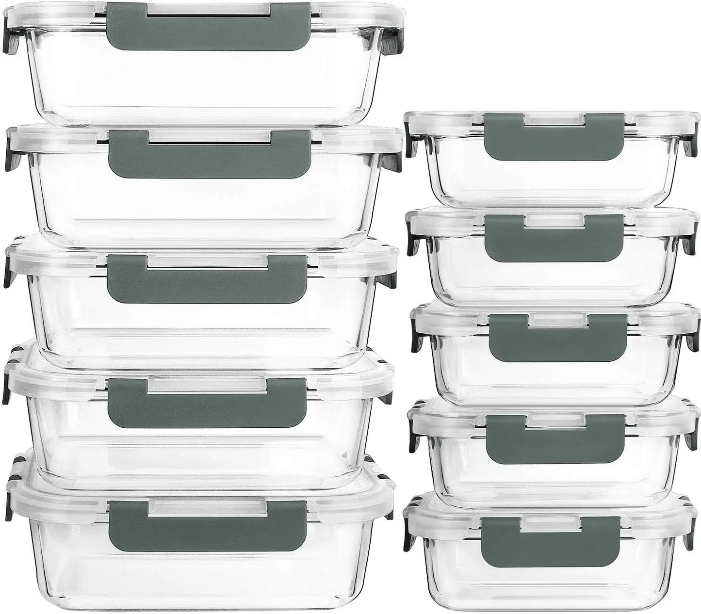 10-Pack Glass Meal Prep Containers W/ Lids For Food Storage
