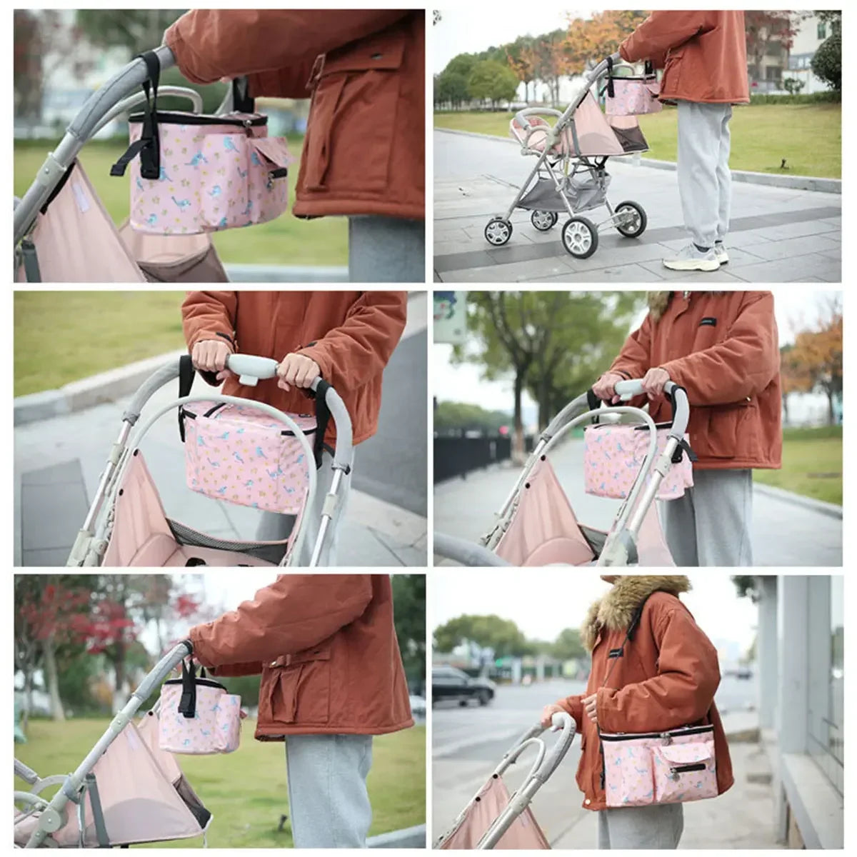 Stroller Organizer Large Capacity Baby Pram Buggy Storage Bag Multi Compartment Pushchair Organizer Mummy Shoulder Bag with