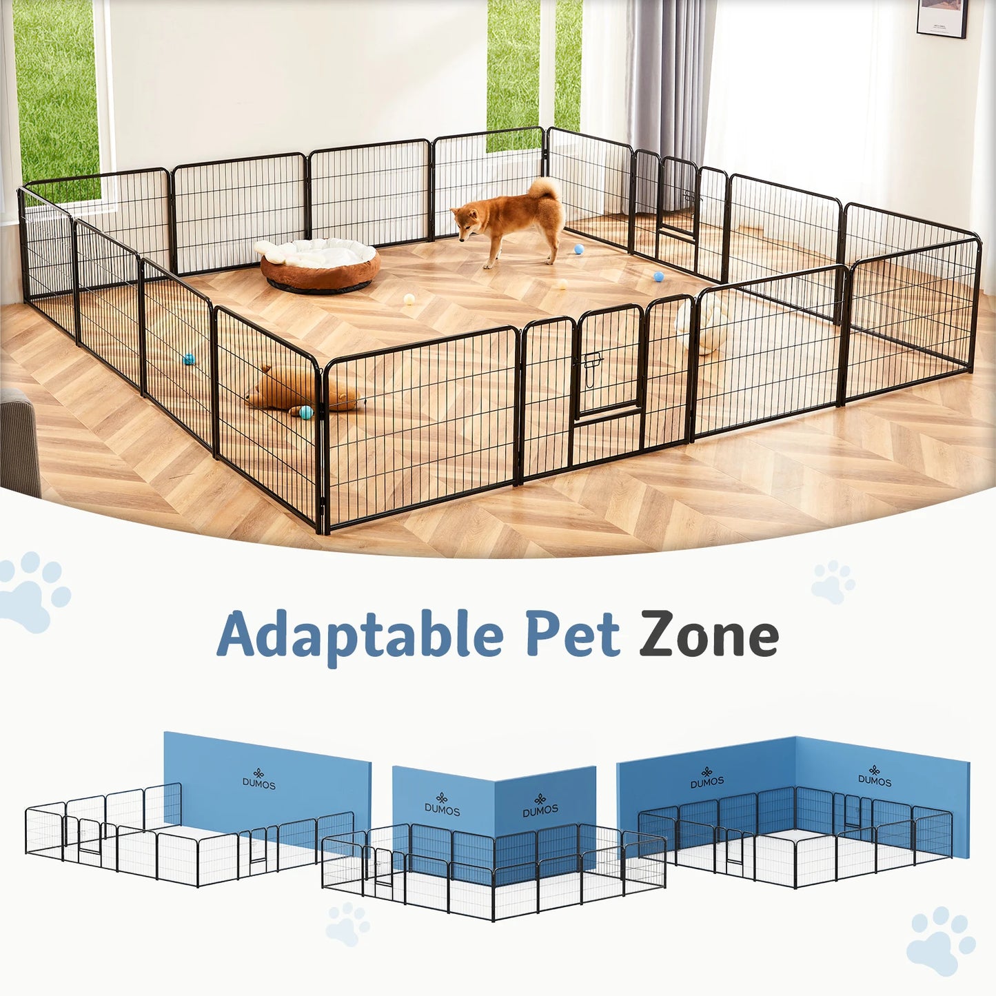 JHK 16 Panel Dog Playpen Indoor Pet Fence Heavy Duty Gate