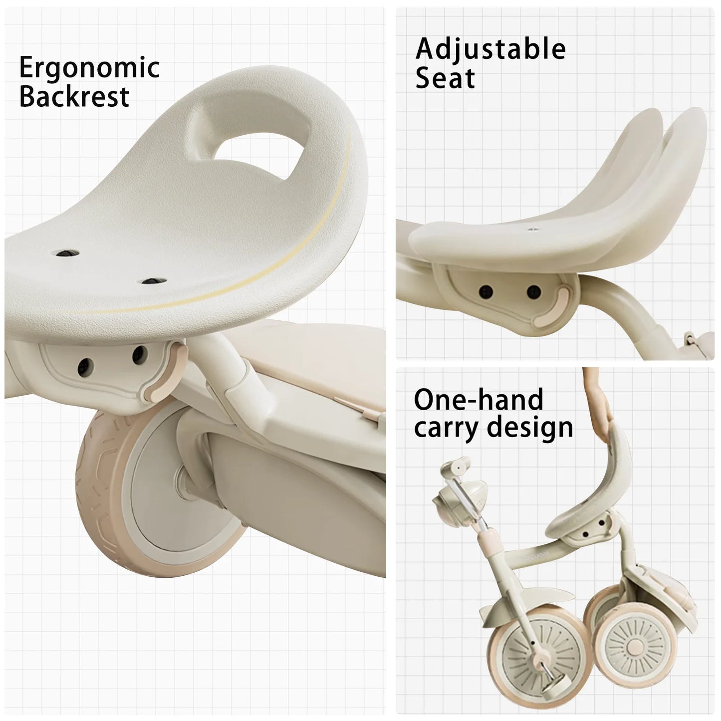 UBRAVOO Baby Foldable Tricycle Trike with Pedals,Unique PU Wheels with Elasticity Shock-absorbing Effect,Cool Lights,1-5 Years - The Kings Lots
