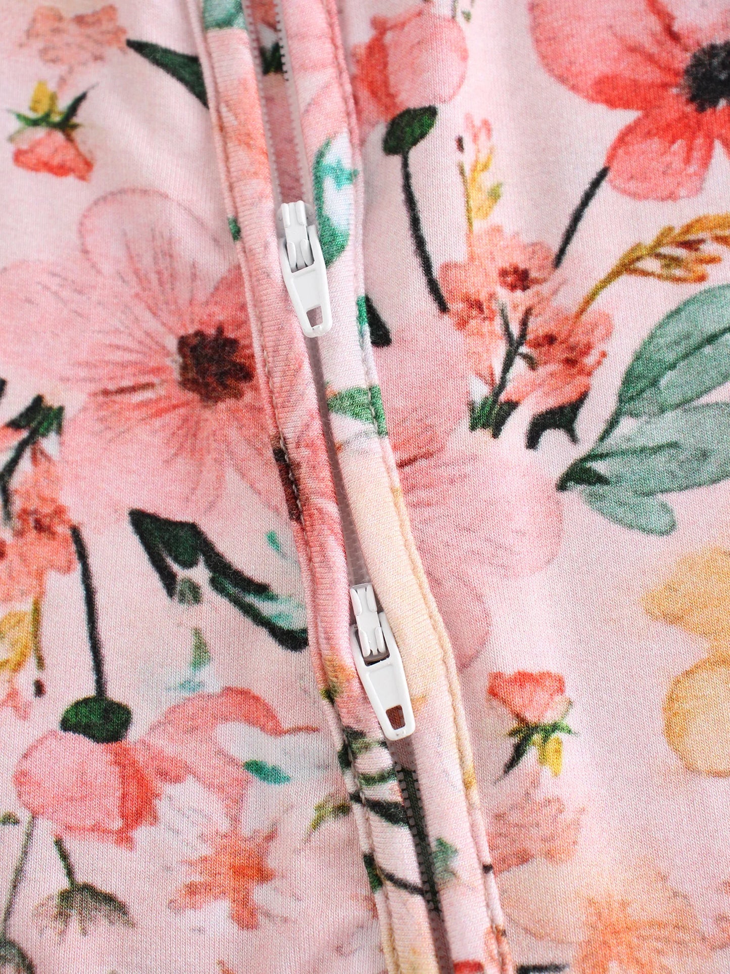 POSHTOT pink flowers pattern fiber baby long sleeve. Baby pajamas two-way zipper 0-2 years romper.Baby jumpsuit. - The Kings Lots