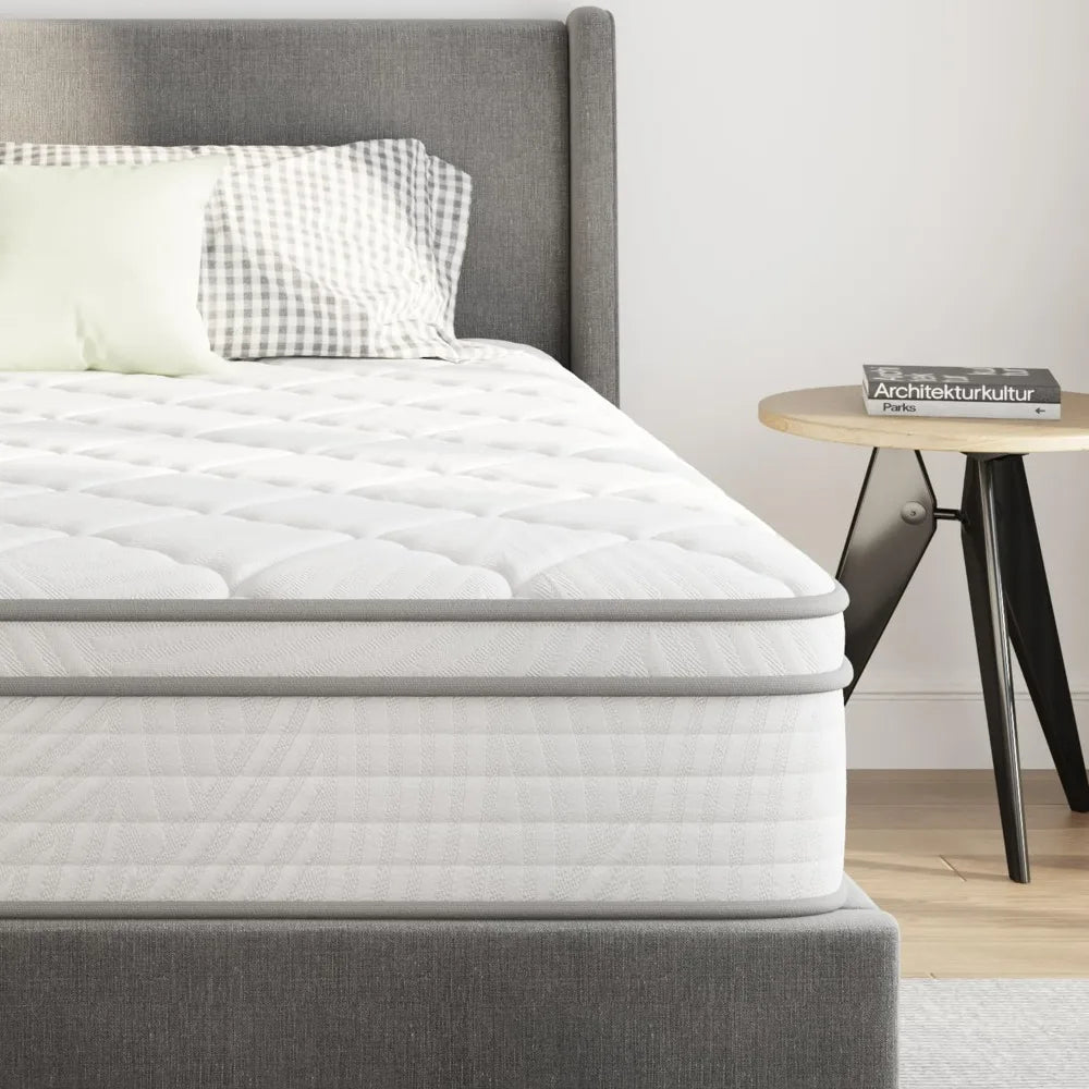 10 Inch Queen Size Mattress Hybrid with Foam and Springs - The Kings Lots