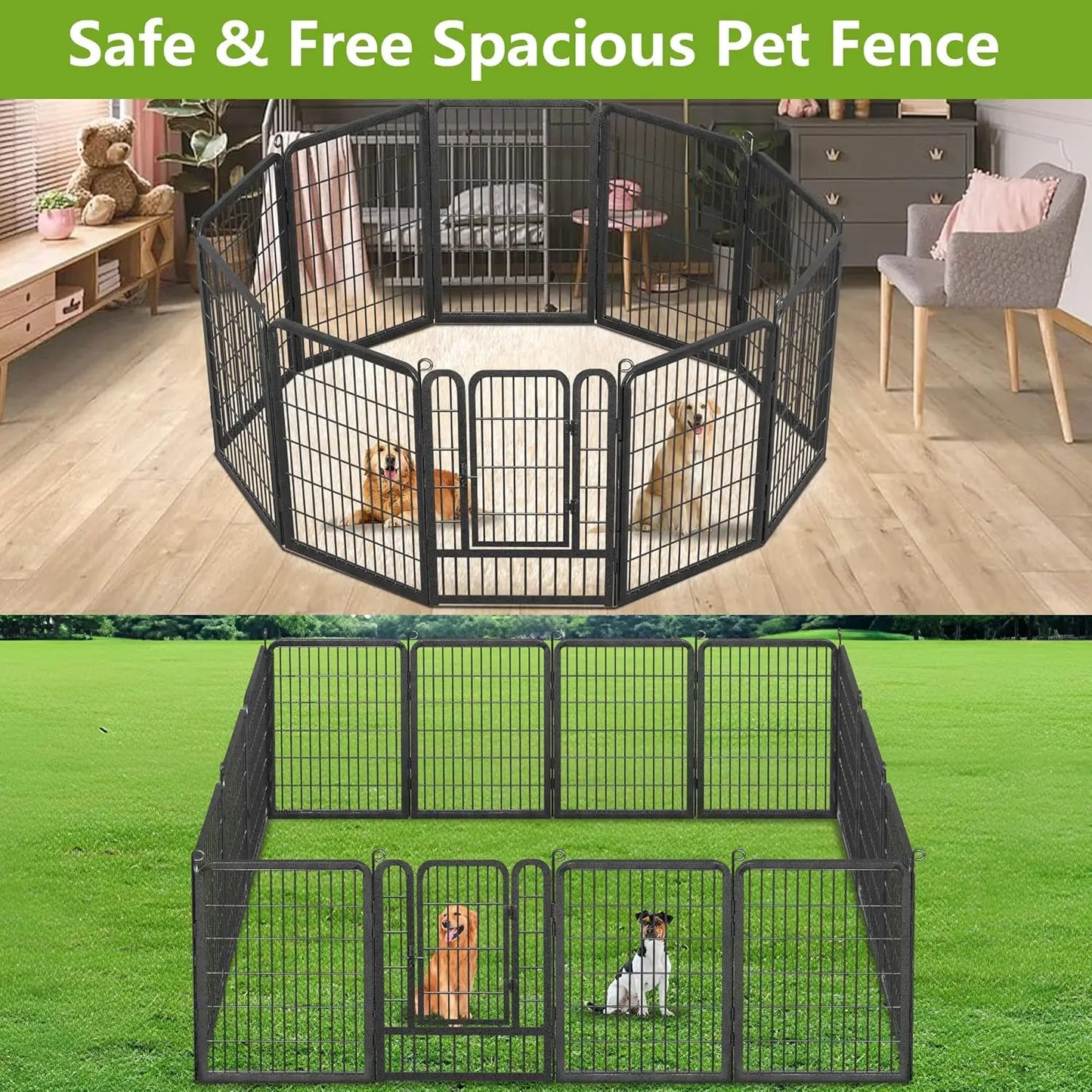 Dog Playpen Metal Outdoor Dog Pen with Door 40 Inch Height