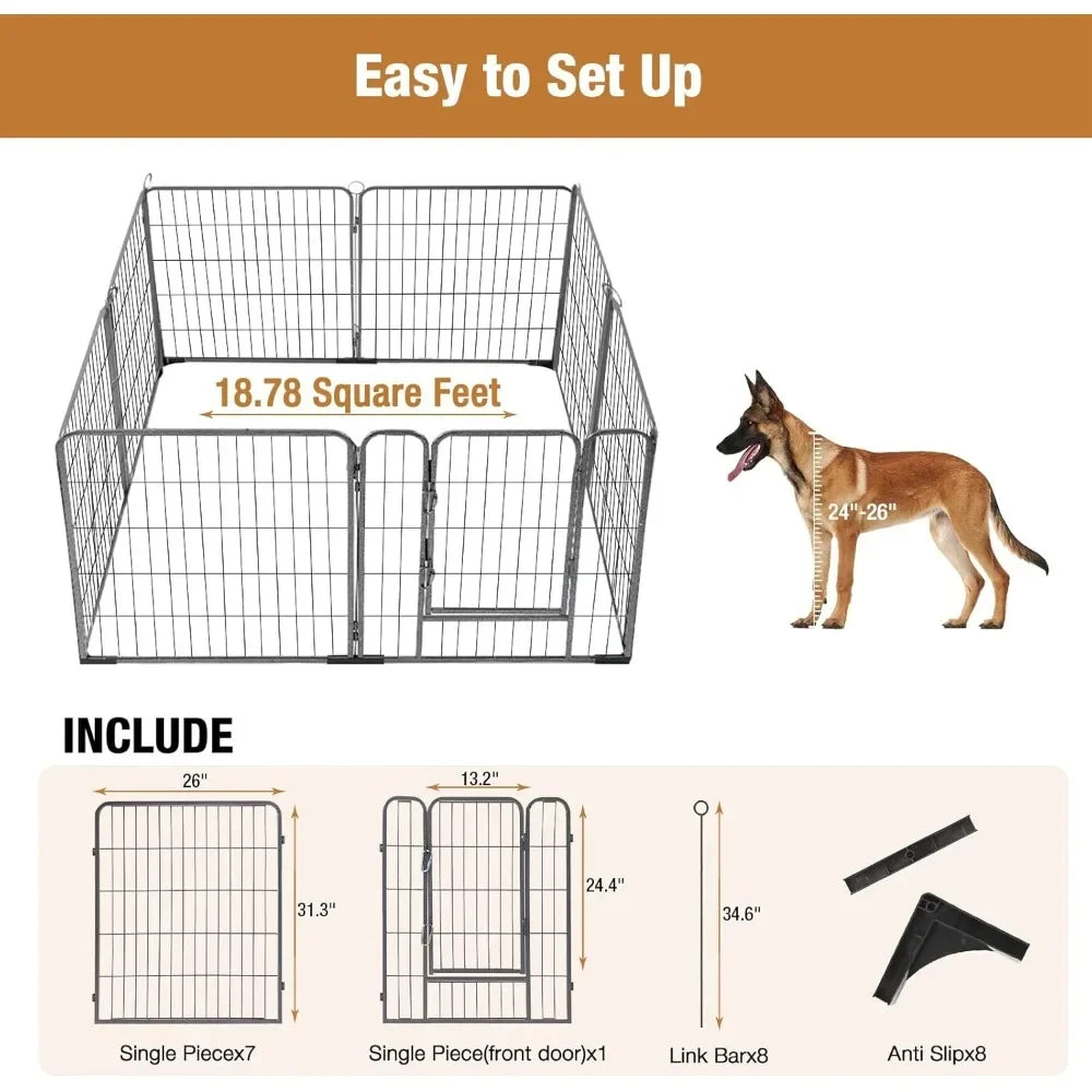 Dog Playpen Indoor & Outdoor Foldable Pet Exercise Fence Pen