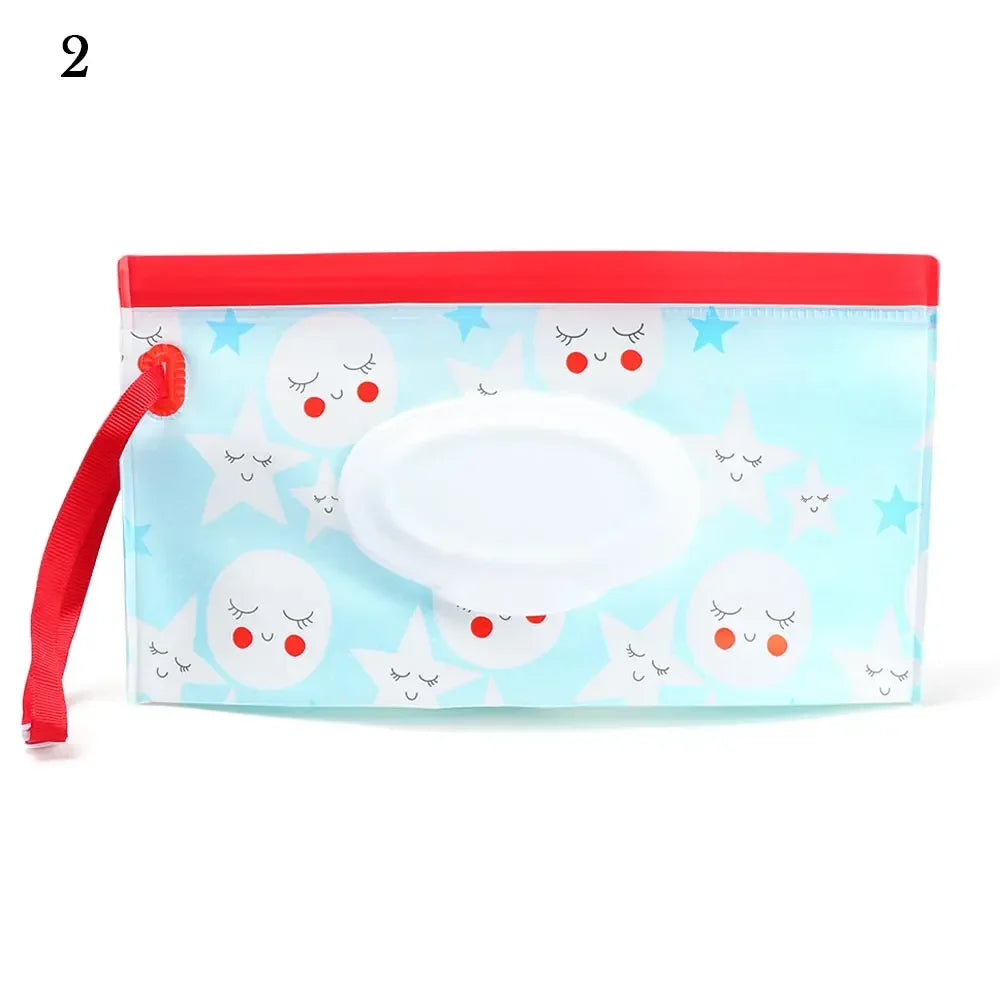 EVA Baby Wet Wipe Pouch Cute Snap-Strap Refillable Wet Wipes Bag Flip Cover Tissue Box Outdoor Useful Baby Stroller Accessory