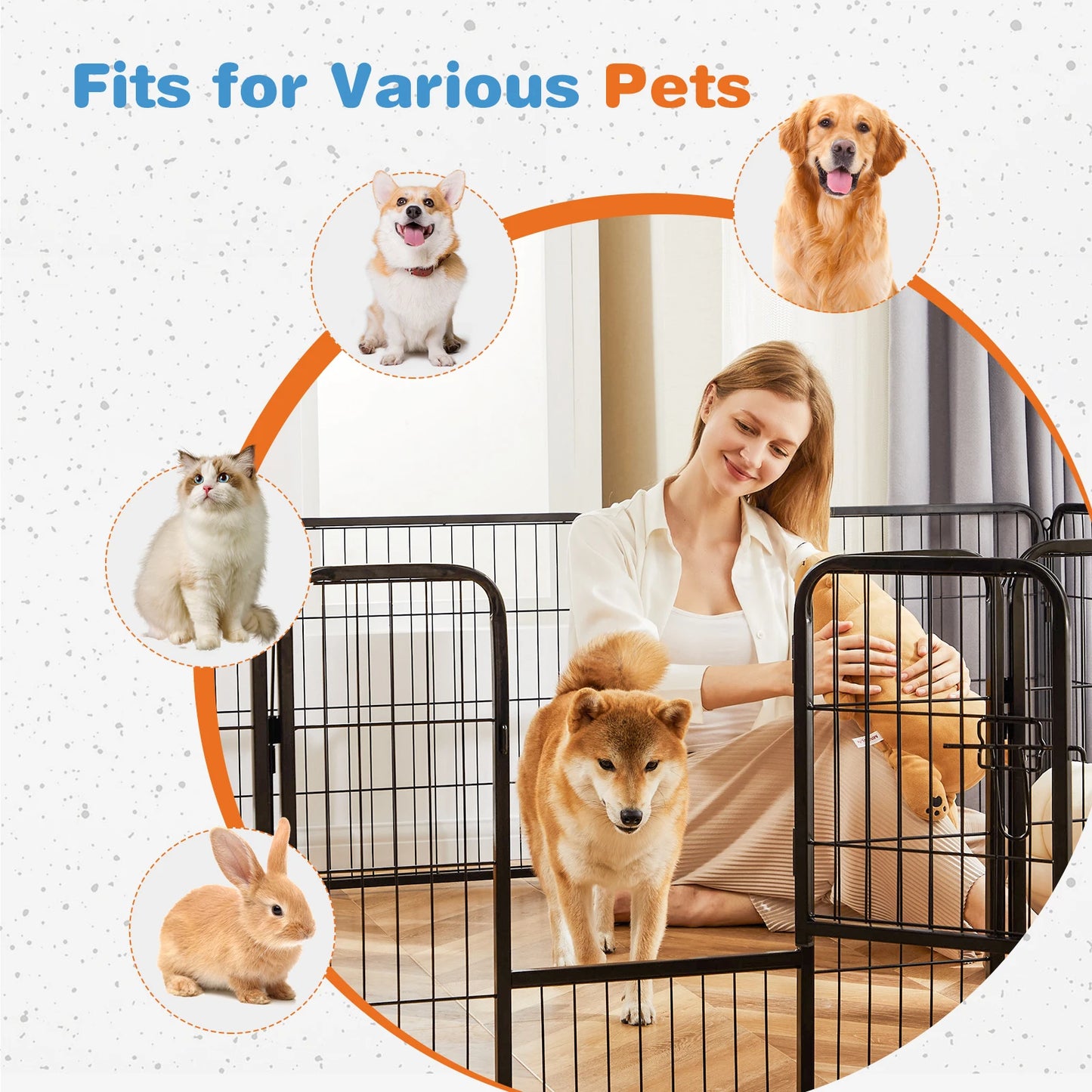 JHK 8 Panel Dog Playpen Indoor Pet Fence for Outdoor Use