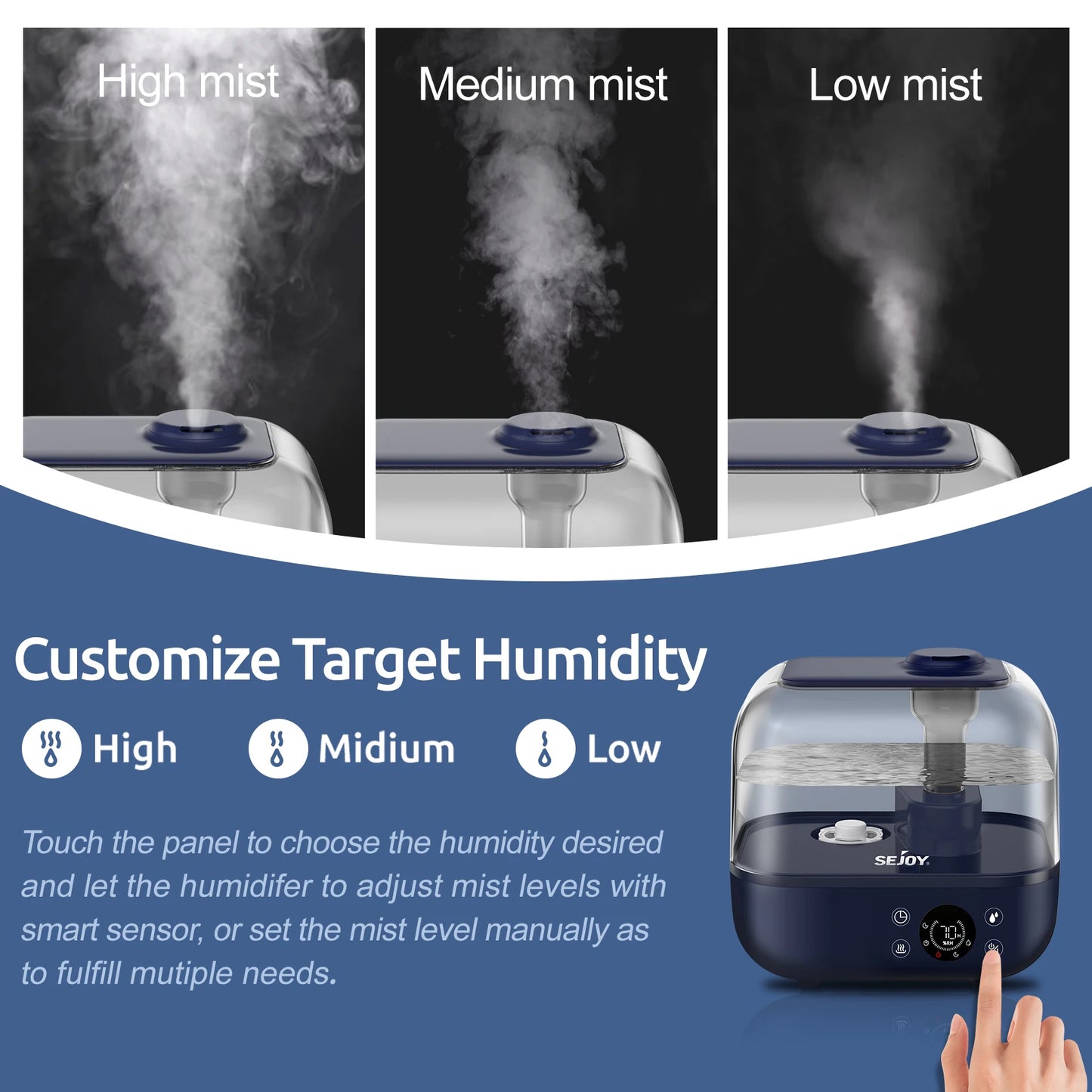 Sejoy 5L Humidifier for Bedroom Large Room Home Diffuser