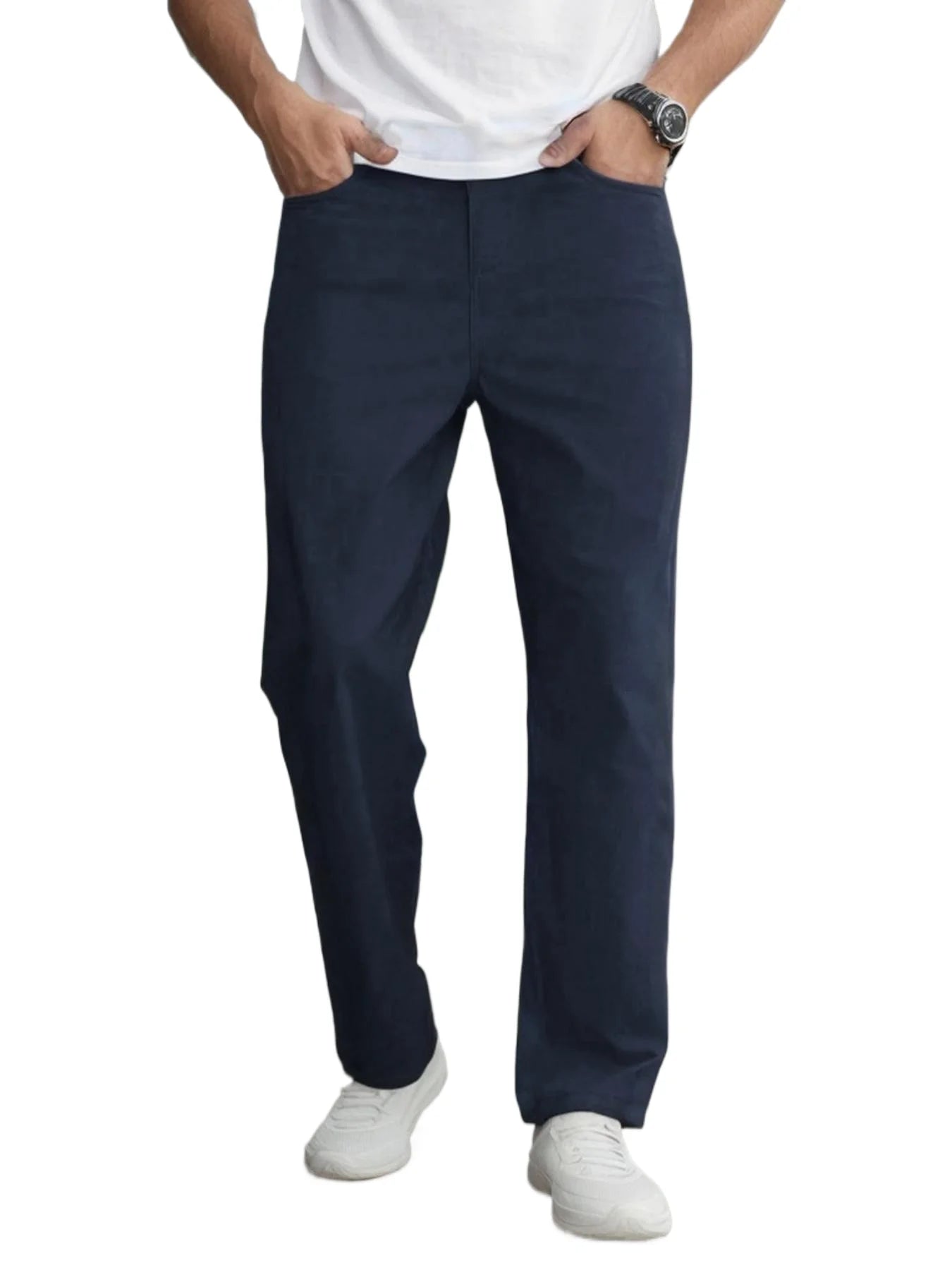 "Men's Elastic Waist Relaxed Fit Cotton Twill Pants, Comfortable and Casual, Classic and Versatile, Ideal for Everyday Wear - The Kings Lots