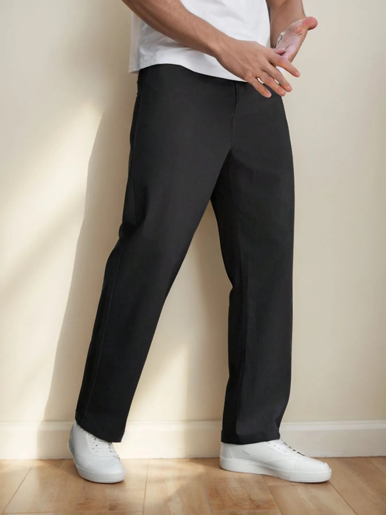 "Men's Elastic Waist Relaxed Fit Cotton Twill Pants, Comfortable and Casual, Classic and Versatile, Ideal for Everyday Wear - The Kings Lots