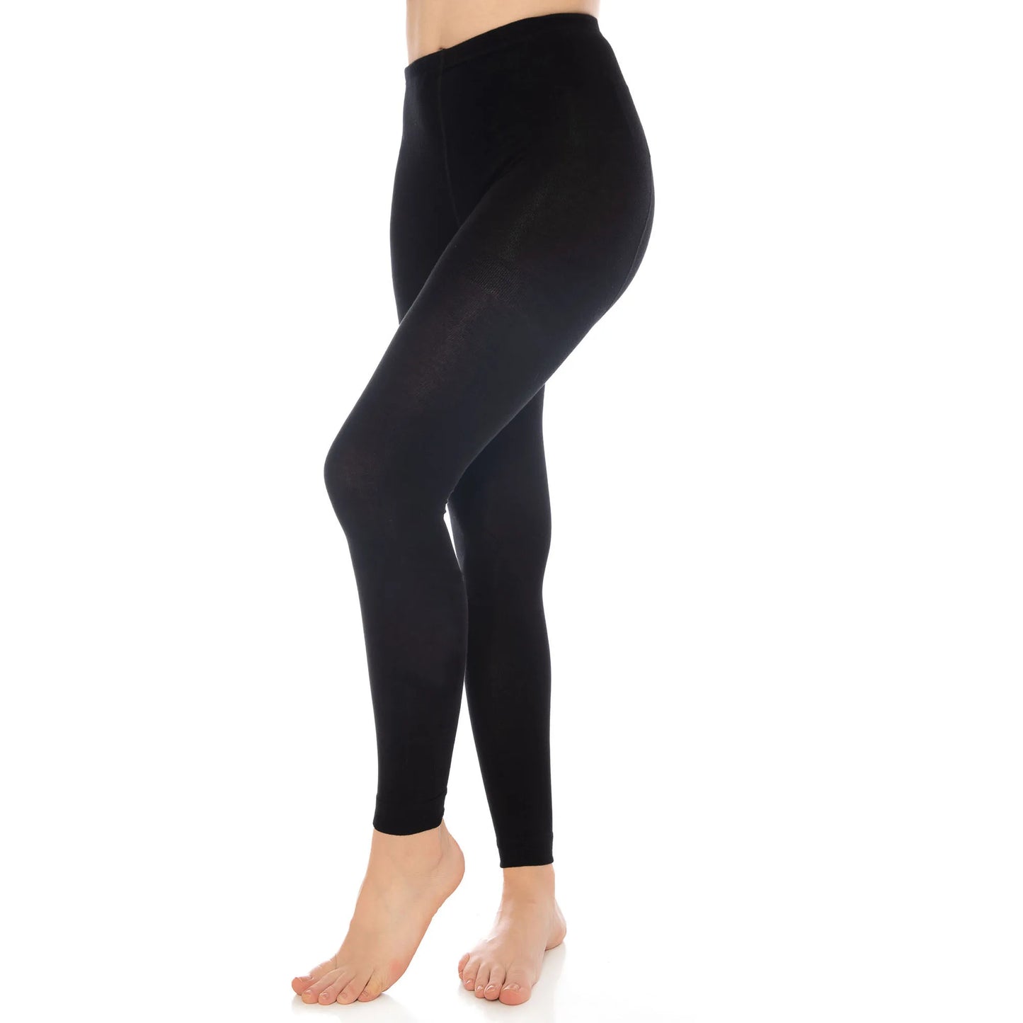 Black Thermal Leggings for Women Microfiber Soft Stretchy Full Leggings