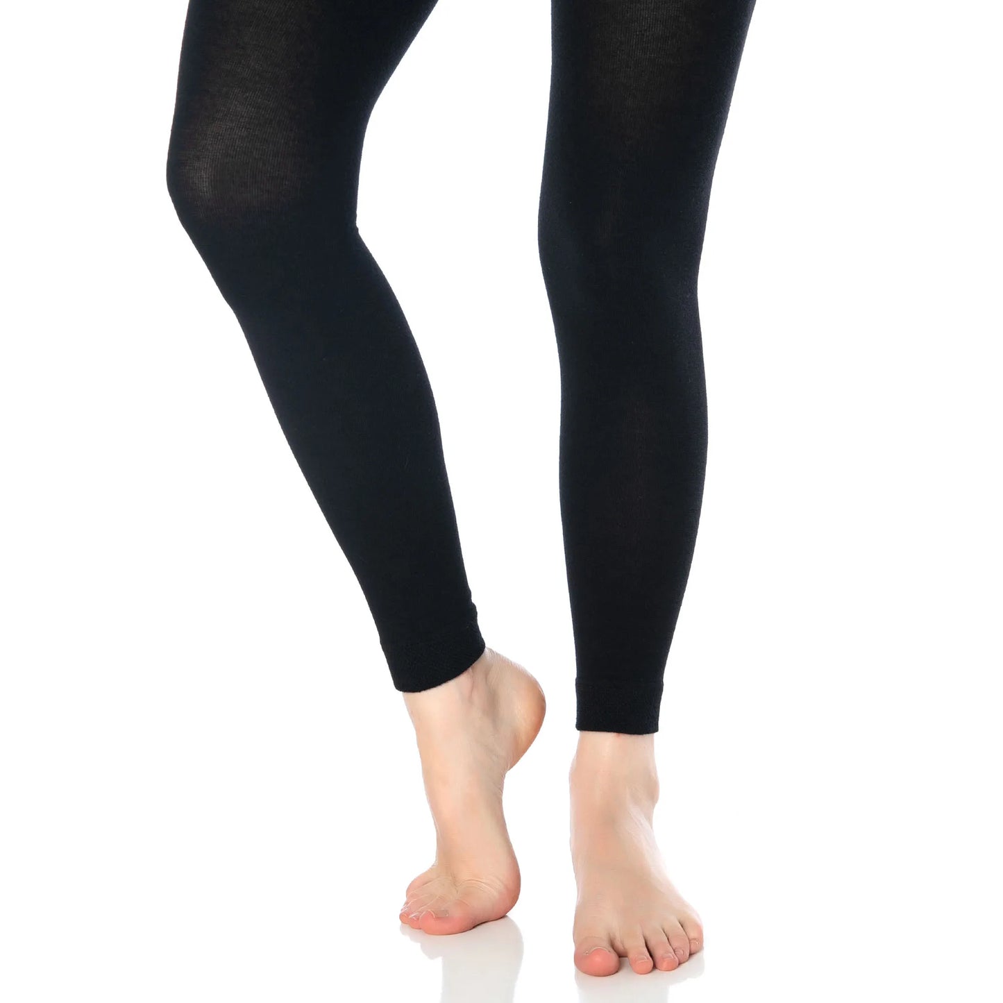 Black Thermal Leggings for Women Microfiber Soft Stretchy Full Leggings