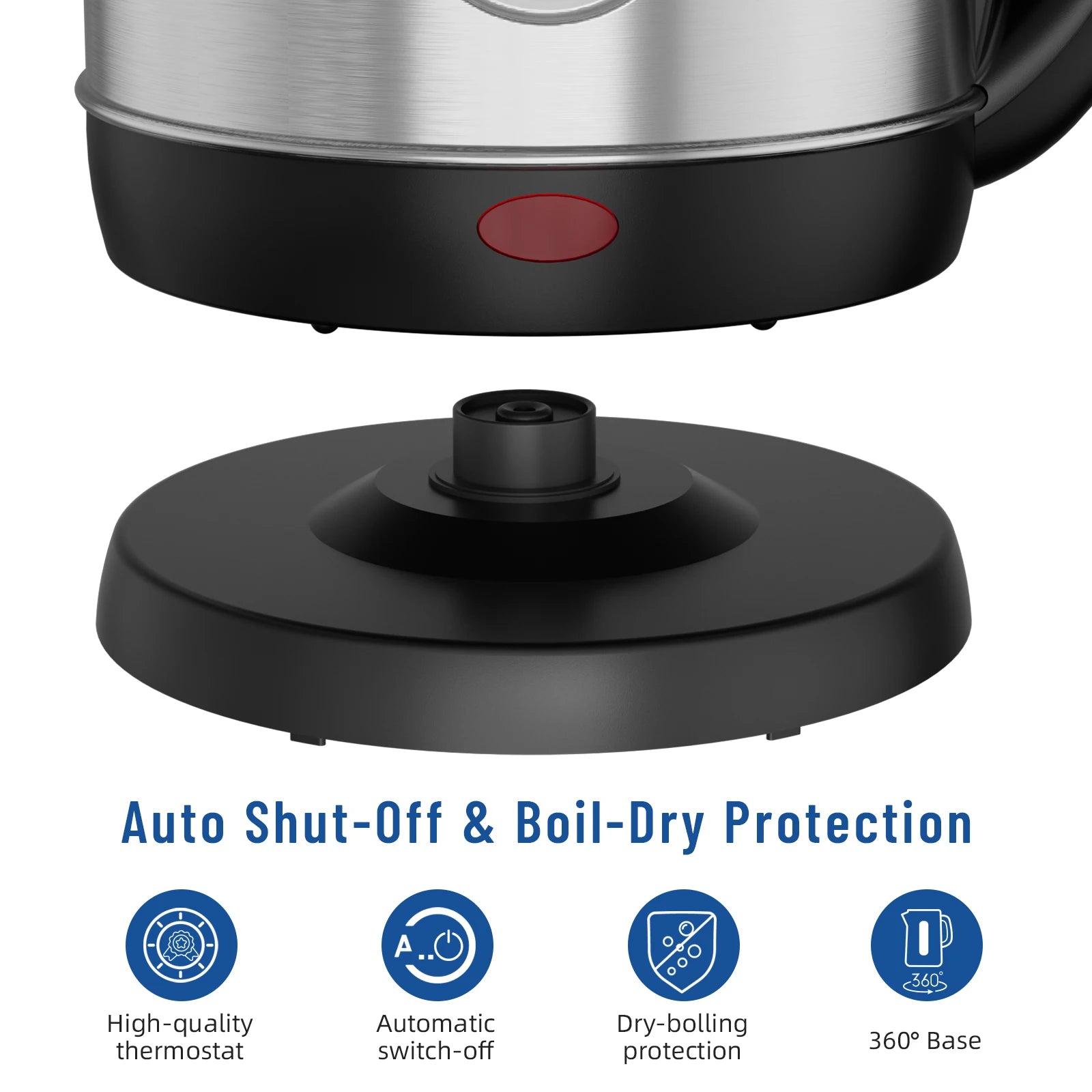 Stainless Steel Electric Kettle 1.8 Liter Fast Boil 1500W - The Kings Lots