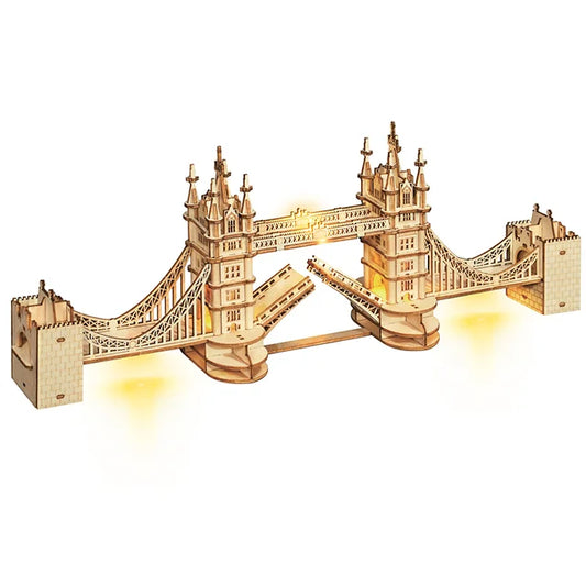 Robotime Wooden Puzzle Game DIY 3D Tower Bridge Big Ben Assembly Toy Gift - The Kings Lots