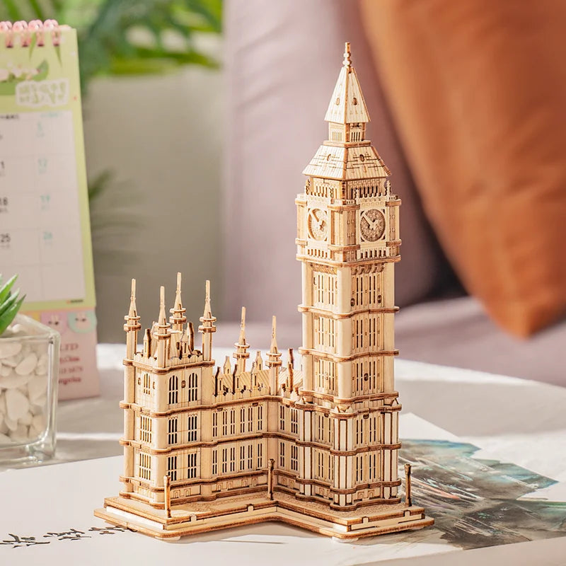 Robotime Wooden Puzzle Game DIY 3D Tower Bridge Big Ben Assembly Toy Gift - The Kings Lots