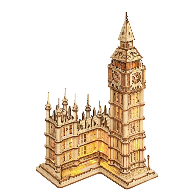 Robotime Wooden Puzzle Game DIY 3D Tower Bridge Big Ben Assembly Toy Gift - The Kings Lots