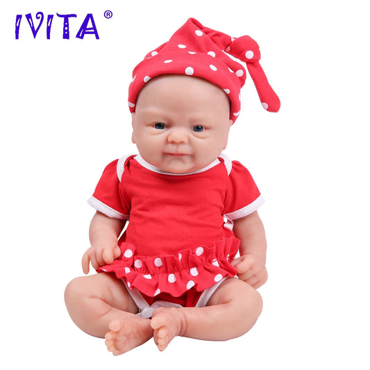 IVITA 14inch 1.65kg Full Body Silicone Bebe Reborn Doll Soft Lifelike Baby DIY Blank Toys Realistic Girl Baby Dolls for Children - The Kings Lots