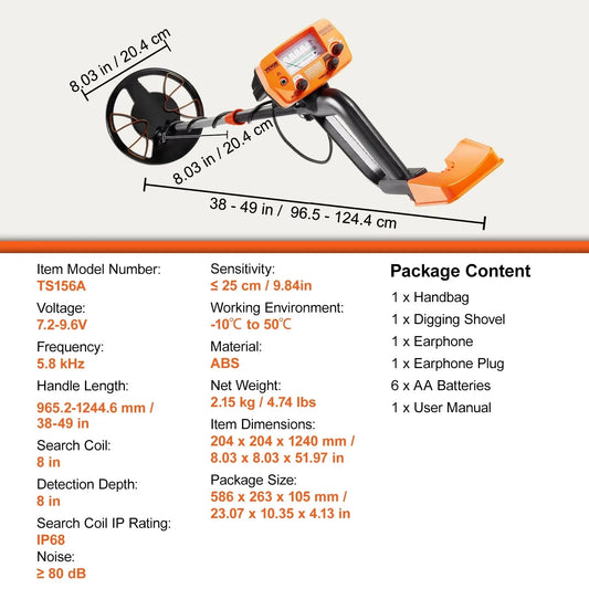 VEVOR Metal Detector for Adults & Kids 10Inch Waterproof Coil - The Kings Lots