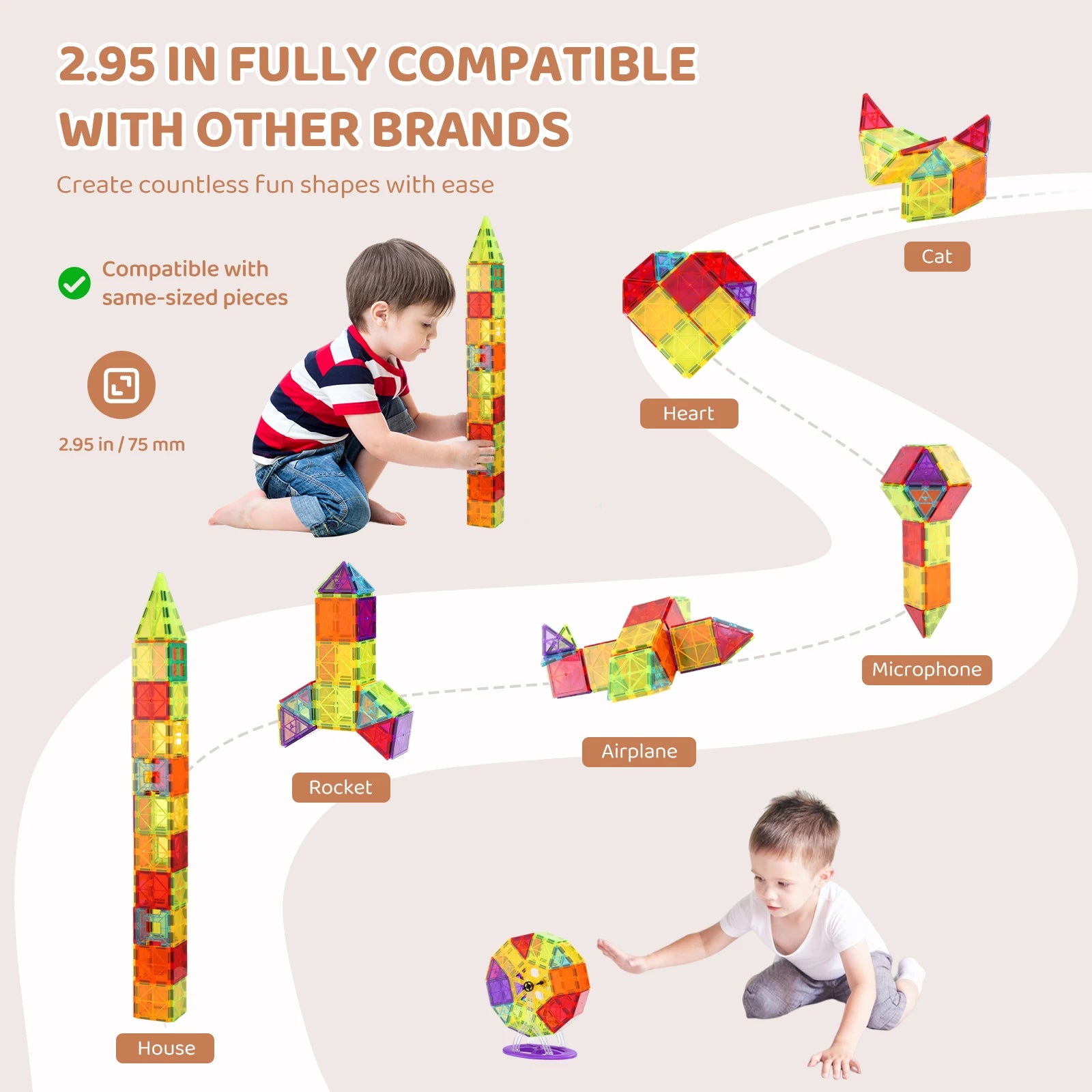 VEVOR 180PCS Magnetic Building Blocks Construction Set for Kids - The Kings Lots