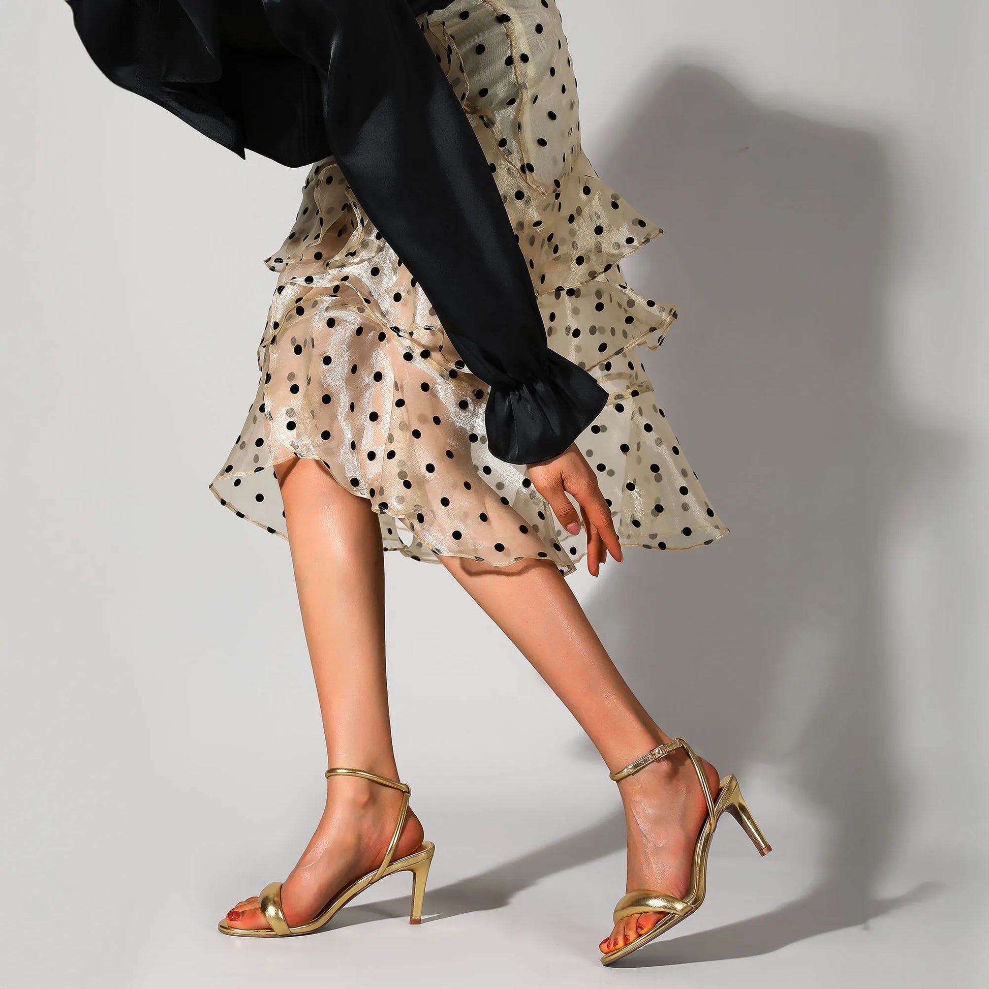 Gold Heels for Women Open Toe Strappy High Heels Sandals - The Kings Lots