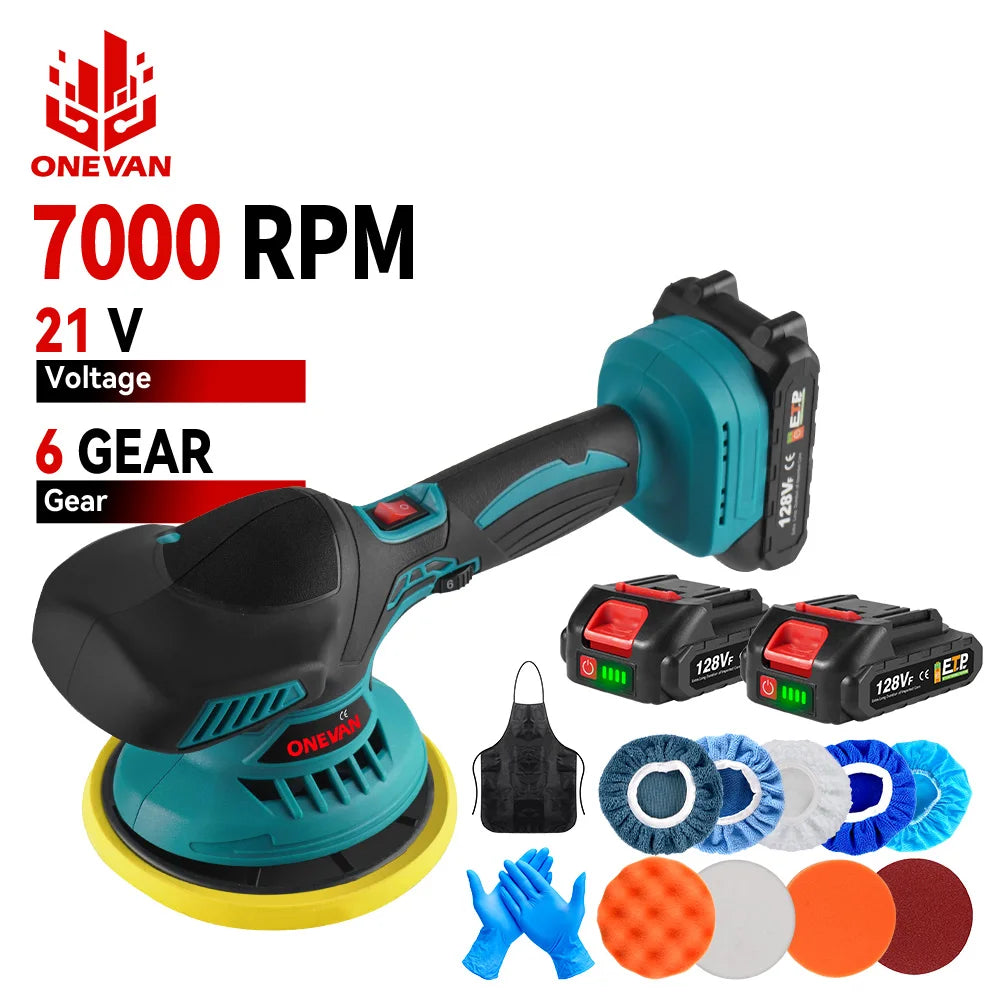 ONEVAN 7000RPM Electric Car Polisher Cordless Wax Machine - The Kings Lots