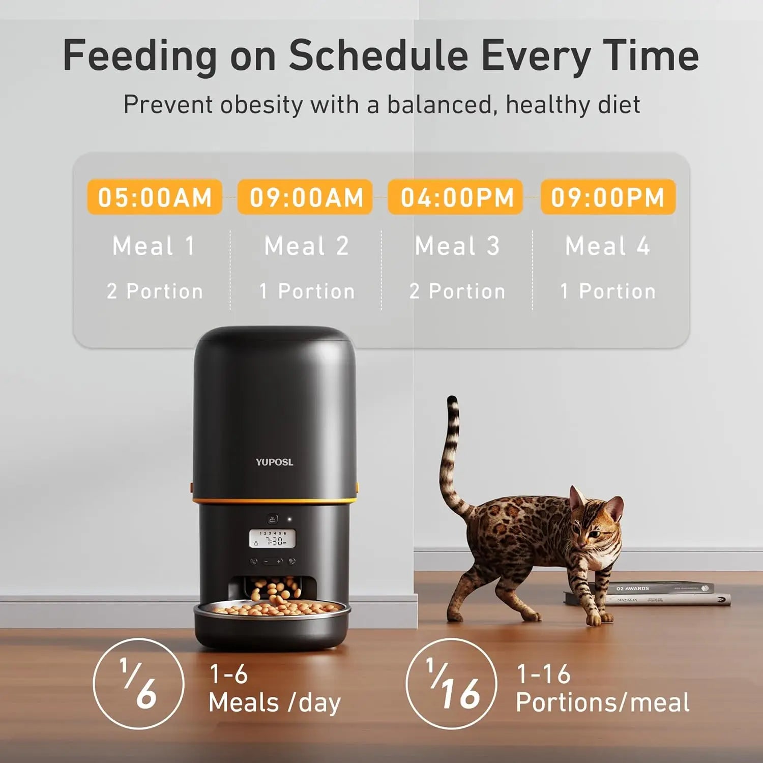 2025 Upgraded Automatic Cat Feeder - 4L Timed Auto Pet Feeder for Cat and Dog with Dry Food Dispenser, 180-day Battery Life - The Kings Lots