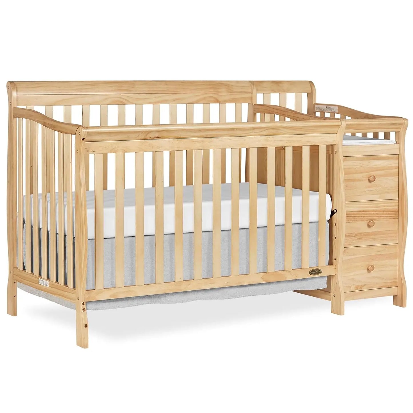 5 In 1 Brody Convertible Crib With Changer In White, Greenguard Gold Certified, Comes With 1" Changing Pad, Non-Toxic Finish - The Kings Lots