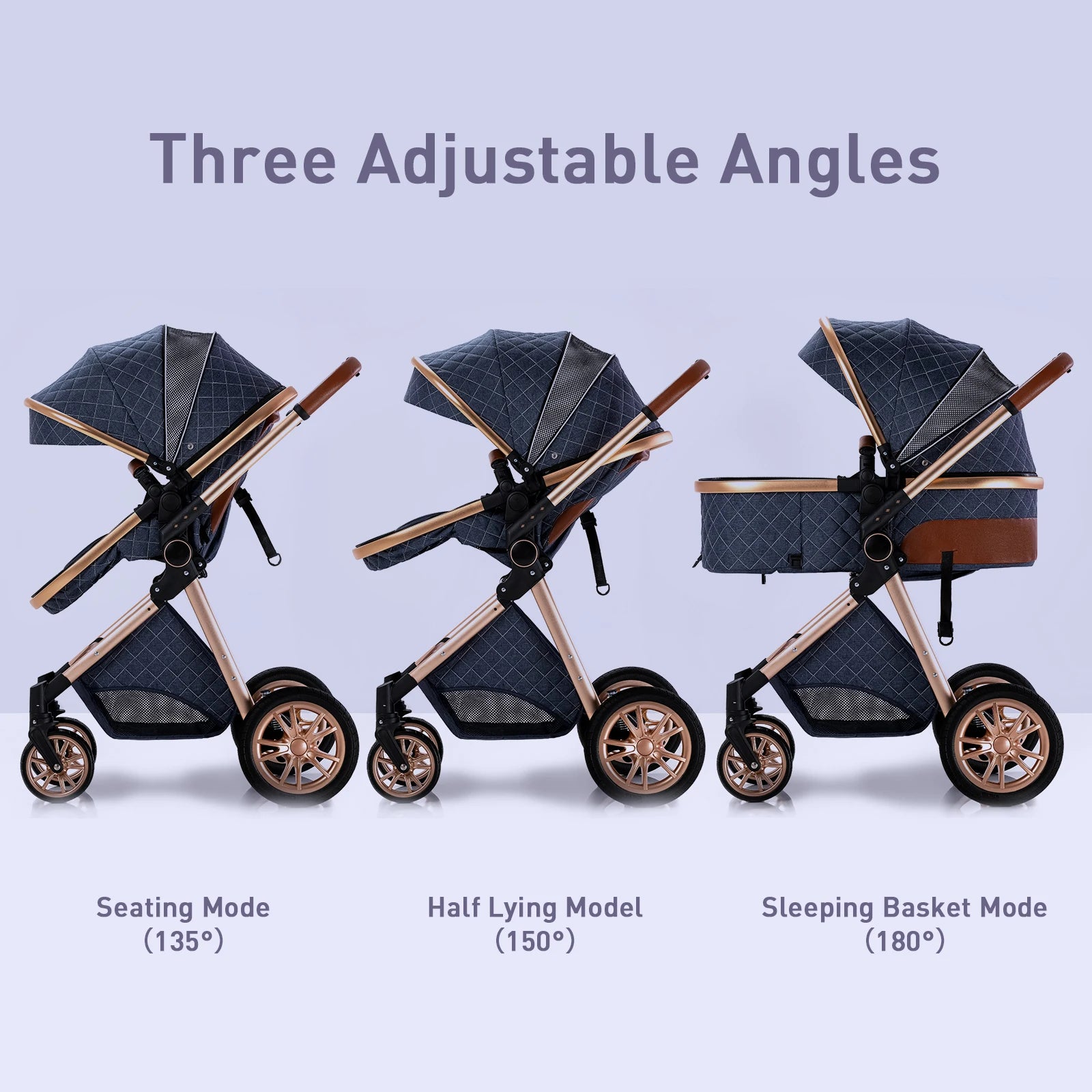Luxury Baby Stroller 3 in 1 High Landscape Baby Cart Can Sit Can Lie Portable Pushchair Baby Cradel Infant Carrier - The Kings Lots
