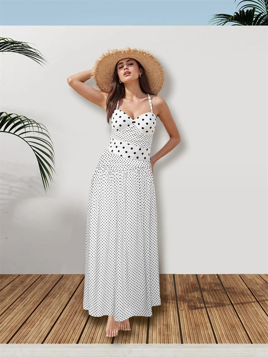 Women s Sleeveless V-Neck Maxi Dress with Floral Print