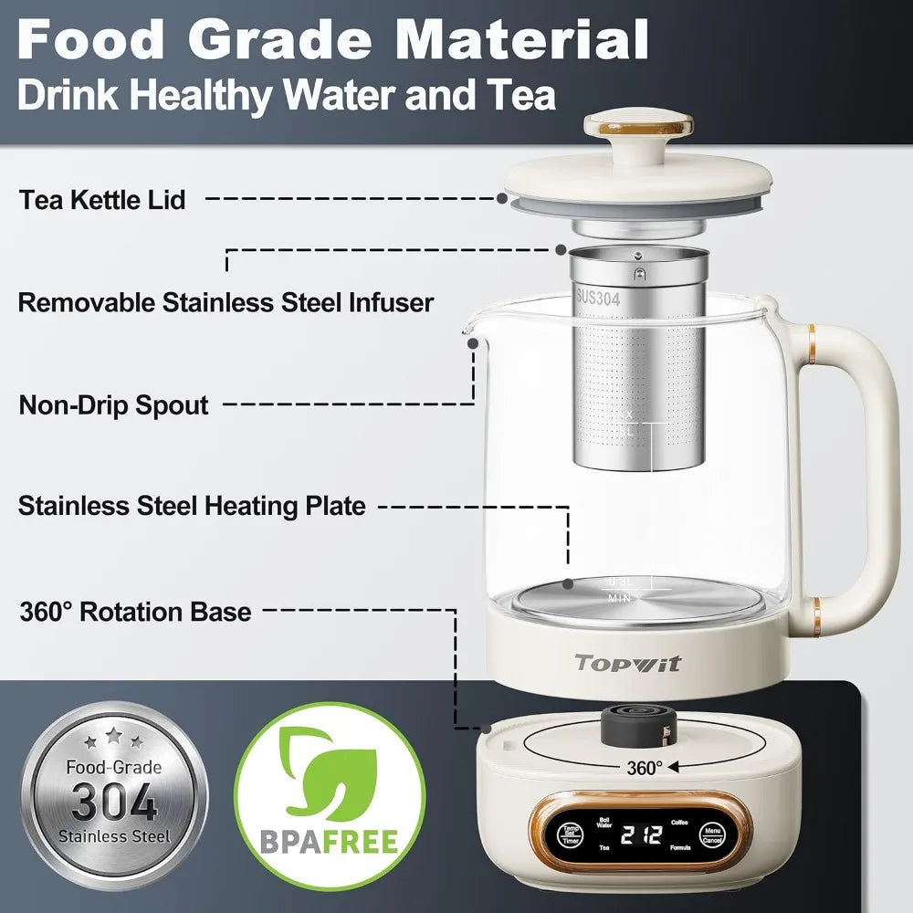 Electric Tea Kettle with 11 Temperature Control and 4 Presets