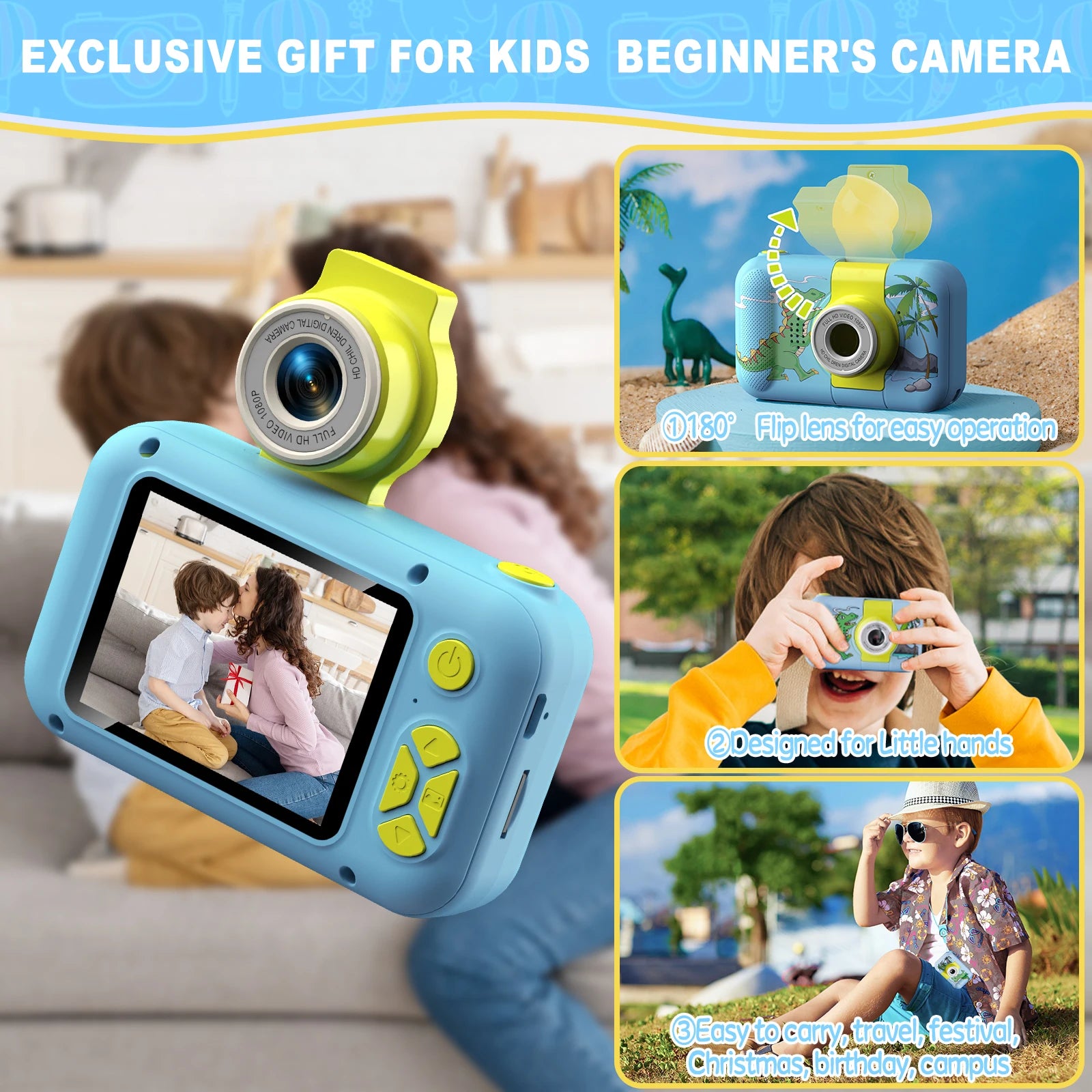 Kids Camera ARNSSIEN 180° Flip Lens Digital Camera for Kids - The Kings Lots