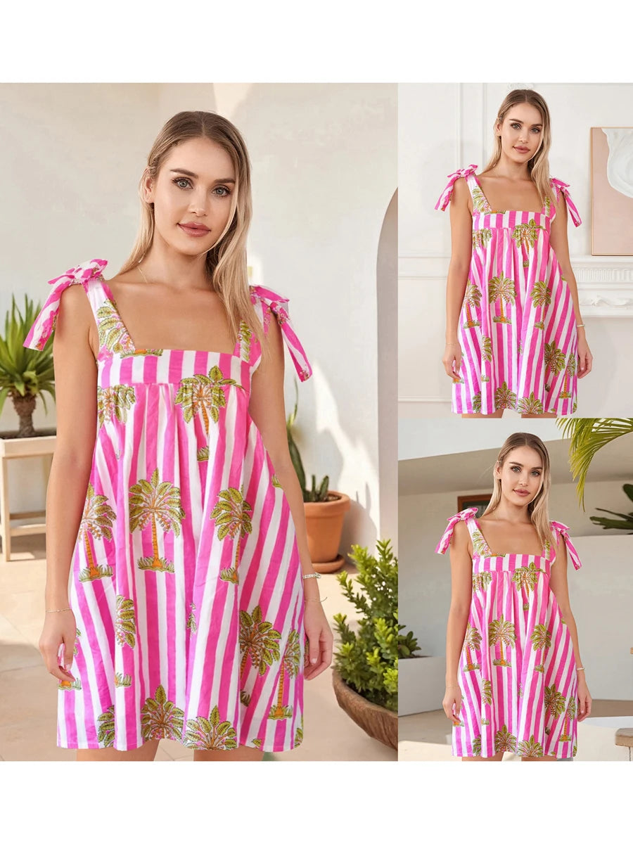 Women’s Boho Floral Print Spaghetti Strap Maxi Dress for Summer