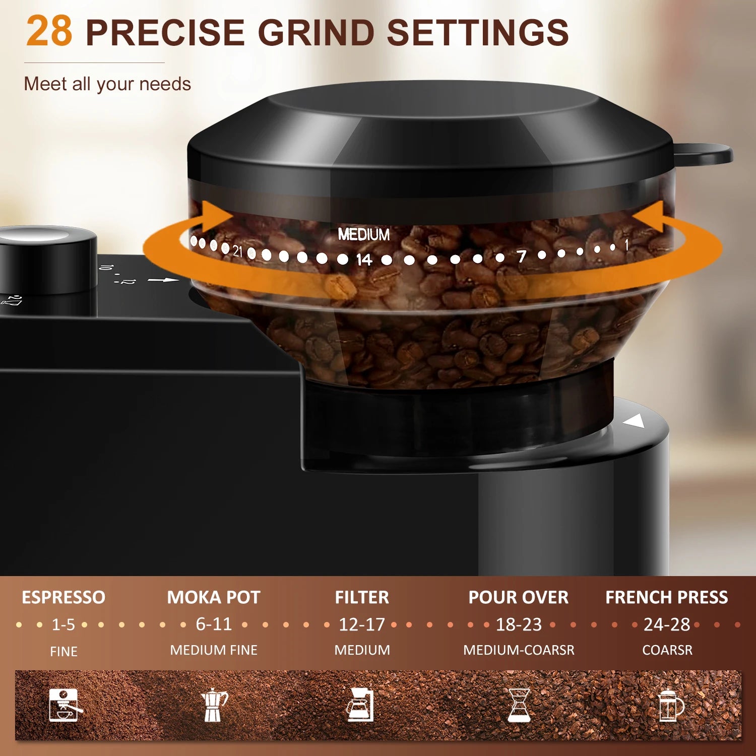 Automatic Burr Mill Coffee Grinder Electric Bean Grinding - The Kings Lots