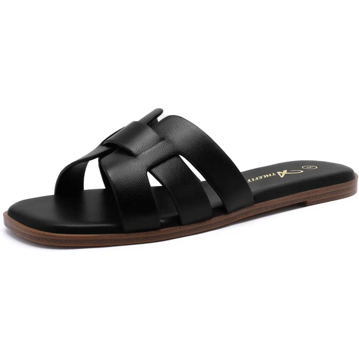 Women's Flat Sandals Dressy Summer Square Open Toe Slip On - The Kings Lots