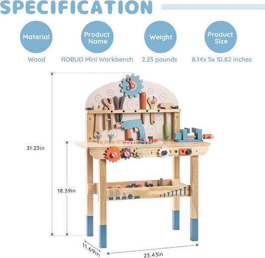 Robotime Kids Tool Bench Set Large Wooden Work Bench Toys - The Kings Lots