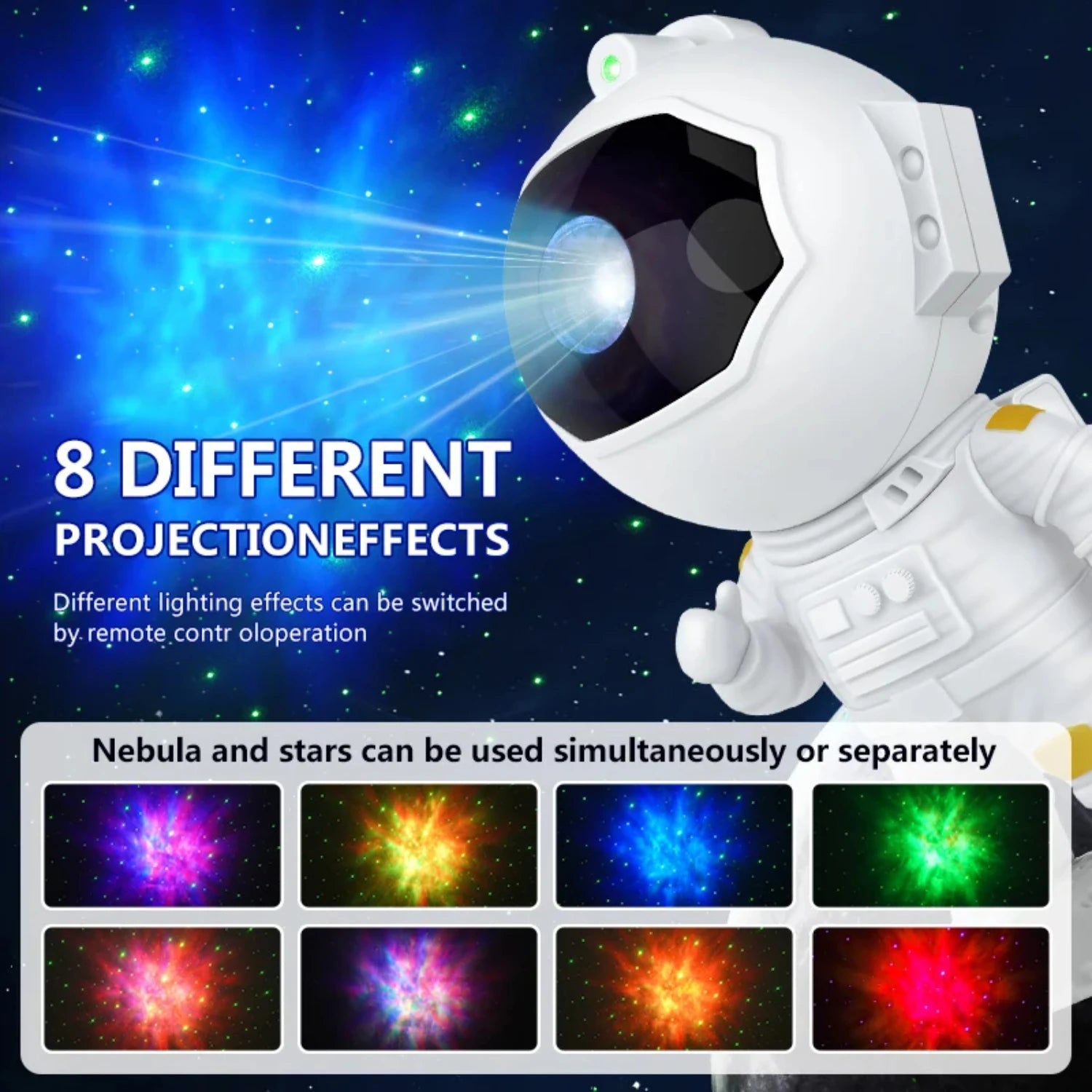 Astronaut Projector Starry Nebula LED Night Lamp with Remote Control for Birthday Decoration - The Kings Lots