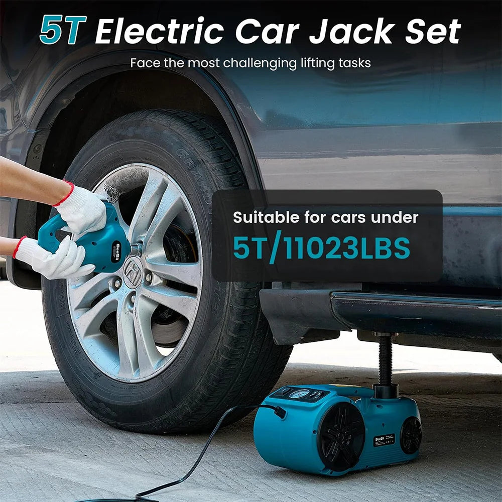 Seesii Electric Car Jack 5 Ton 12V Hydraulic Jack with Tire Inflator Pump - The Kings Lots