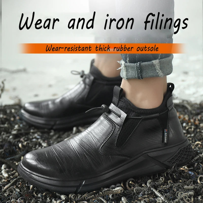 Steel Toe Waterproof Work Boots Puncture-Resistant Work Boots Indestructible Shoes Outdoor Slip-Proof for Oil Rig & Mining Black - The Kings Lots