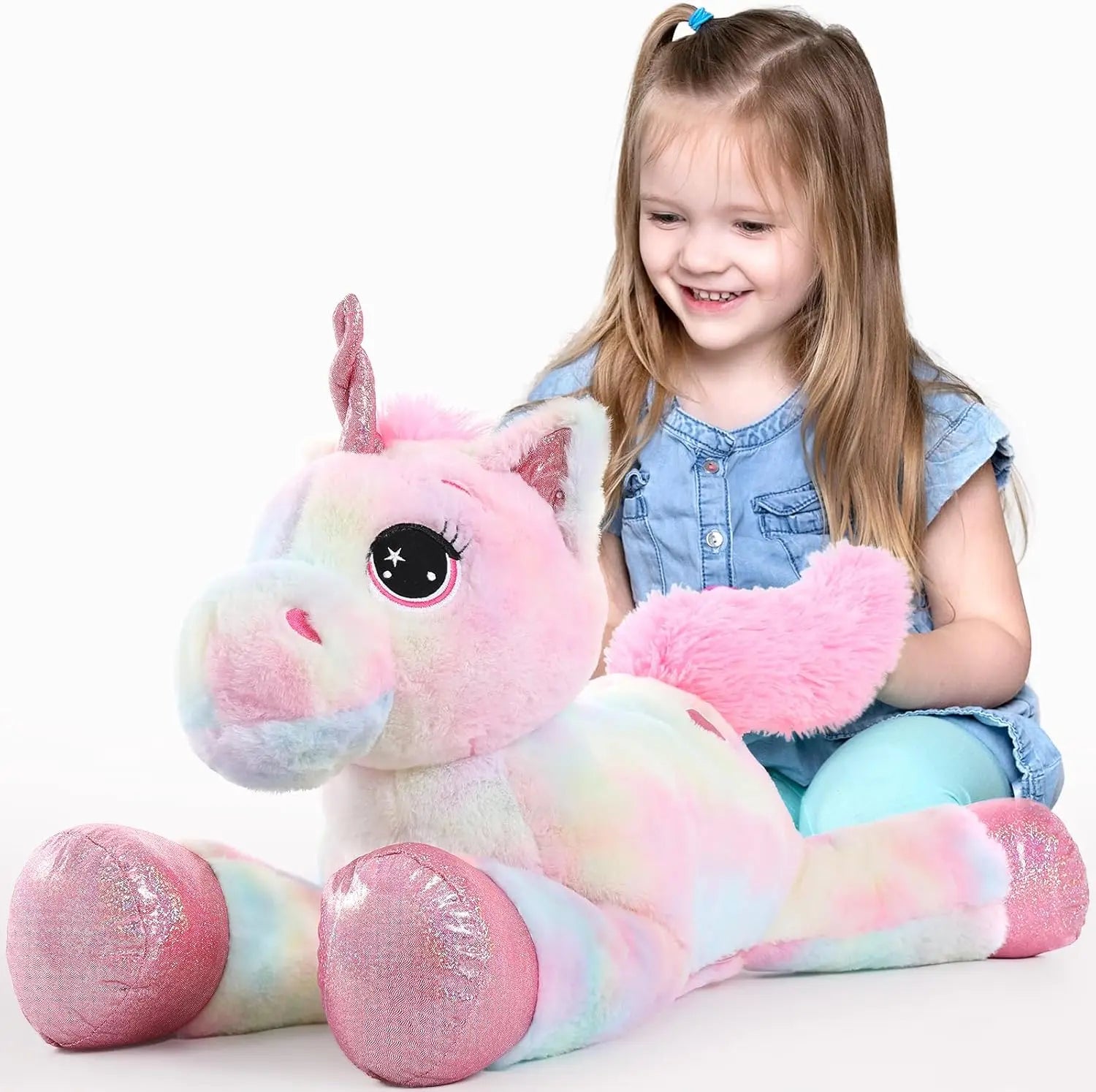 Tezituor 43in Giant Unicorn Plush Toys,Big Rainbow Pink Unicorn Stuffed Animals for Children,Great Unicorns Gifts for Girls - The Kings Lots